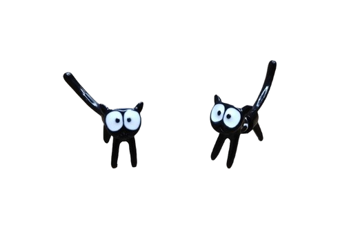 Boucles d'oreilles chat noir - Minoucha